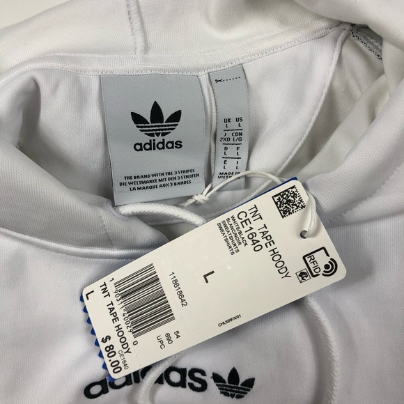 Rare Adidas Originals TNT Trefoil Logo Tape Hoodie - Picture 11 of 11